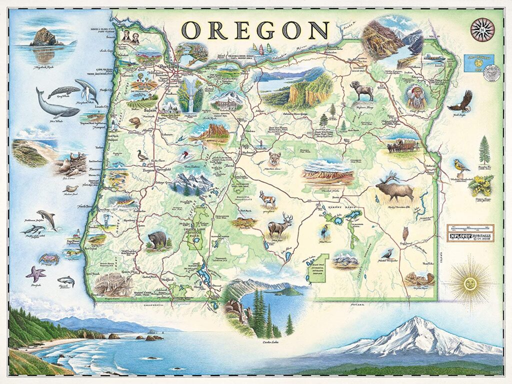 Map of the state of Oregon